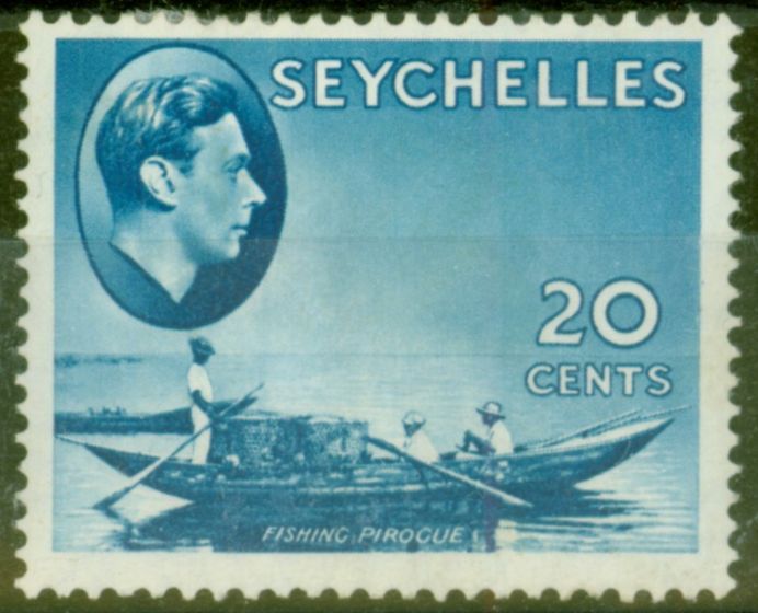Rare Postage Stamp from Seychelles 1938 20c Blue SG140 Fine Mtd Mint