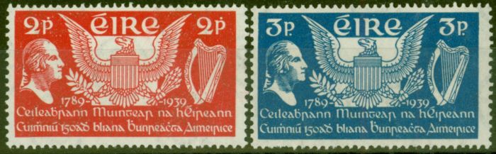 Collectible Postage Stamp from Ireland 1939 1st US President set of 2 SG109-110 V.F MNH