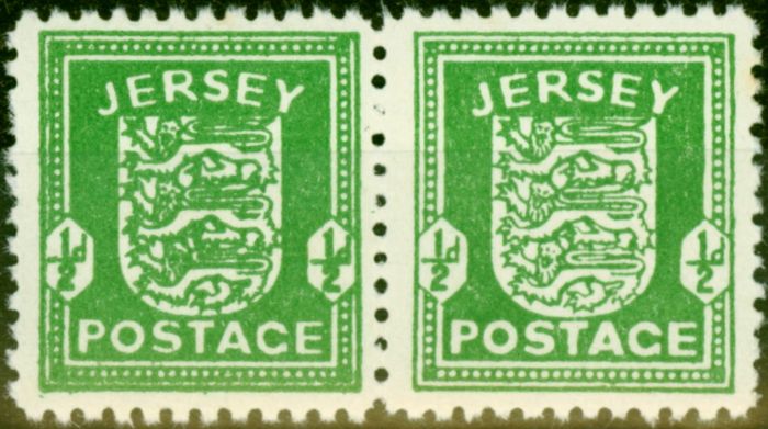 Valuable Postage Stamp from Jersey 1942 1/2d Bright Green SG1 Fine MNH Pair