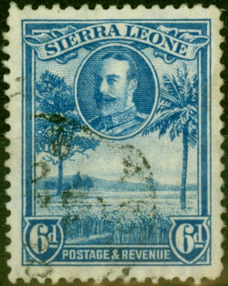 Rare Postage Stamp from Sierra Leone 1932 6d Light Blue SG162 Good Used