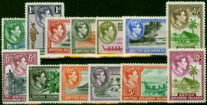 British Solomon Islands 1939-42 Set of 13 SG60-72 Fine & Fresh VLMM . King George VI (1936-1952) Mint Stamps