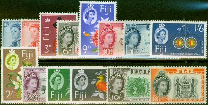 Old Postage Stamp from Fiji 1962-66 Set of 14 SG311-325 Very Fine MNH (Ex SG322)
