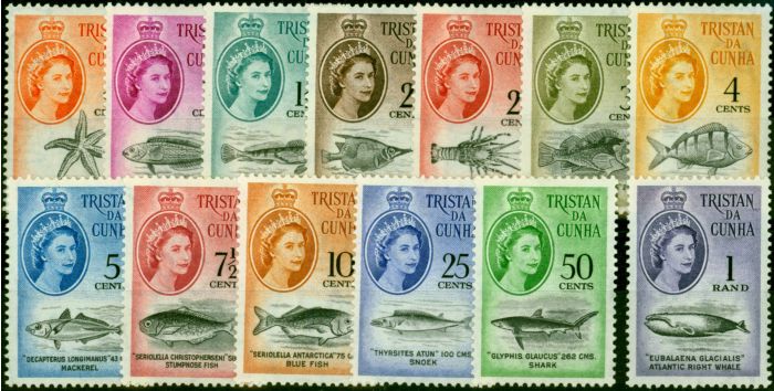 Collectible Postage Stamp from Tristan da Cunha 1961 Set of 13 SG42-54 Very Fine Lighty Mtd Mint