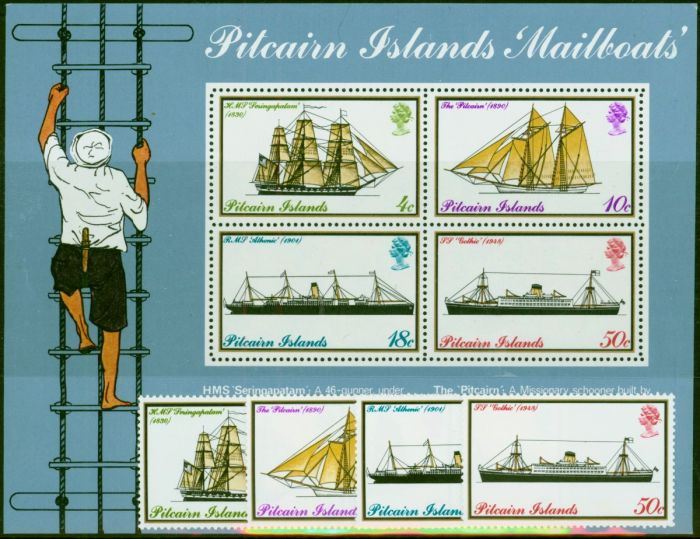 Pitcairn Islands 1975 Mailboats Set of 5 SG157-MS161 V.F MNH . Queen Elizabeth II (1952-2022) Mint Stamps