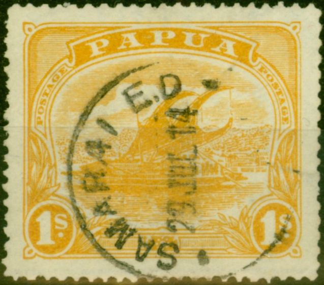 Valuable Postage Stamp Papua 1911 1s Yellow SG90 Good Used