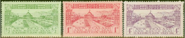 Rare Postage Stamp from New Zealand 1925 Dunedin set of 3 SG463-465 Fine Lightly Mtd Mint