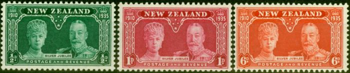 Rare Postage Stamp from New Zealand 1935 Jubilee Set of 3 SG570-572 Fine Lightly Mtd Mint