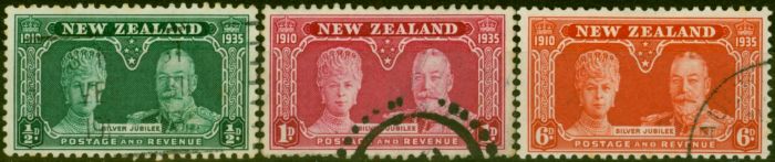 Rare Postage Stamp from New Zealand 1935 Jubilee Set of 3 SG573-575 Fine Used