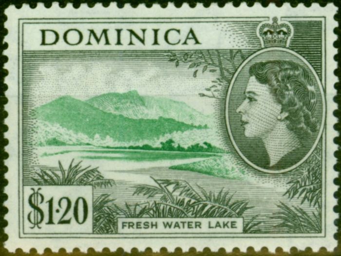 Valuable Postage Stamp from Dominica 1954 $1.20 Emerald & Black SG157 Fine MNH