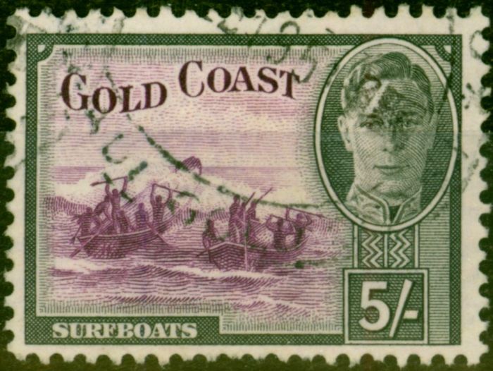 Valuable Postage Stamp from Gold Coast 1948 5s Purple & Black SG145 Fine Used Stamp