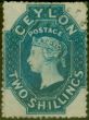 Rare Postage Stamp from Ceylon 1861 2s Dull Blue SG37 Good Lightly Used