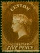 Ceylon 1861 5d Chestnut SG22 Fine & Fresh MM Queen Victoria (1840-1901) Valuable Stamps