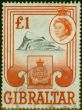 Rare Postage Stamp Gibraltar 1960 £1 Black & Brown-Orange SG173 Fine Used