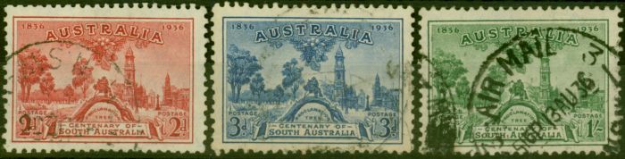 Rare Postage Stamp from Australia 1936 Centenary of S.A Set of 3 SG161-163 Good Used
