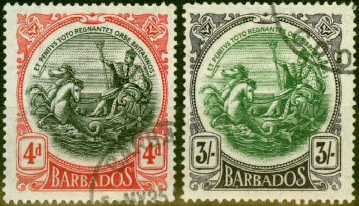 Old Postage Stamp from Barbados 1918 Set of 2 SG199-200 Very Fine Used