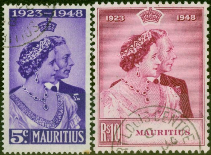 Mauritius 1948 RSW Set of 2 SG270-271 V.F.U  King George VI (1936-1952) Old Royal Silver Wedding Stamp Sets