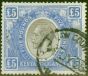 Old Postage Stamp from KUT 1922 £5 Black & Blue SG99 V.F.U Fiscal Cancel