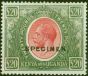 Collectible Postage Stamp from KUT 1925 £20 Red & Green Specimen SG101s Very Fine Lightly Mtd Mint Scarce