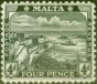 Old Postage Stamp from Malta 1915 4d Black SG79 Fine Mtd Mint
