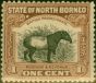Old Postage Stamp North Borneo 1909 1c Brown SG159 Fine MM