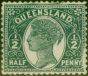 Valuable Postage Stamp from Queensland 1895 1/2d Deep Green SG224var Missing Design at Lower Right & Double Frame Line at Top Fine MNH