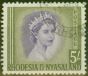 Rare Postage Stamp from Rhodesia & Nyasaland 1954 5s Violet & Olive-Green SG13 Fine Used