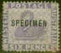 Old Postage Stamp from Western Australia 1882 6d Lilac Specimen SG80s Mtd Mint