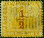 Western Australia 1884 1/2d on 1d Yellow-Ochre SG89 Fine Used (2). Queen Victoria (1840-1901) Used Stamps