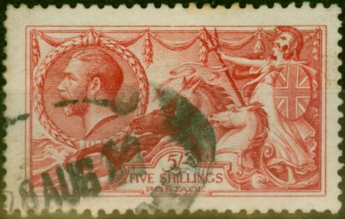 Old Postage Stamp GB 1913 5s Rose-Carmine SG401 Good Used