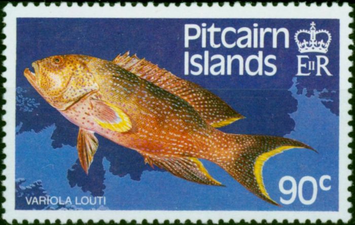 Pitcairn Islands 1984 90c Yellow-Finned Lyretail SG312w Wmk Crown to Right V.F MNH . Queen Elizabeth II (1952-2022) Mint Stamps