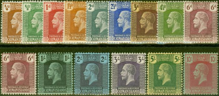 Collectible Postage Stamp from Cayman Islands 1922-26 set of 15 SG69-83 Both 6d`s Fine Lightly Mtd Mint