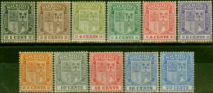 Rare Postage Stamp Mauritius 1921-25 Set of 11 to 20c SG205-220 Fine MM