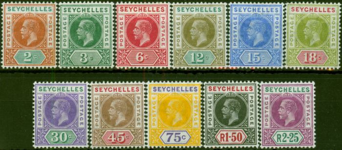Seychelles 1912-13 Set of 11 SG71-81 Fine & Fresh LMM  King George V (1910-1936) Old Stamps