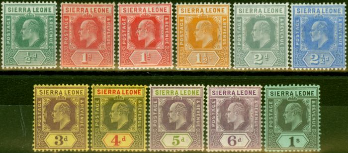 Old Postage Stamp Sierra Leone 1907-09 Set of 11 to 1s SG99-108 Fine MM