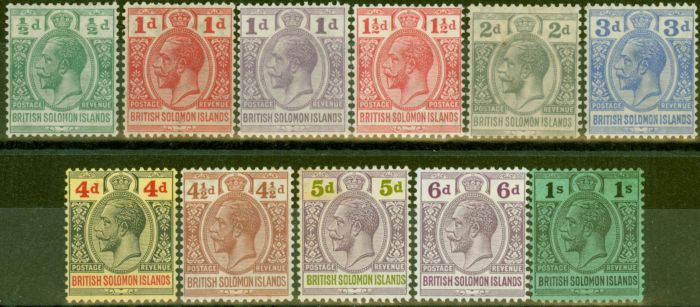 Valuable Postage Stamp from Solomon Islands 1922-31 Set of 11 to 1s SG39-48 Fine Lightly Mtd Mint