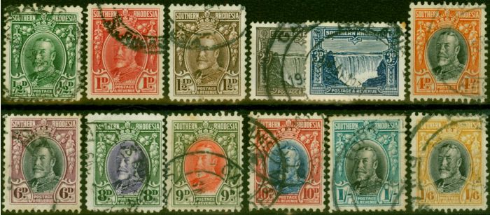 Old Postage Stamp Southern Rhodesia 1931-34 Set of 12 to 1s6d SG15-24 Good Used