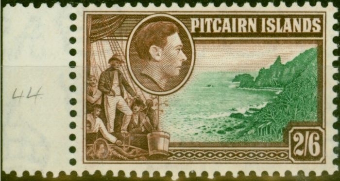 Rare Postage Stamp Pitcairn Islands 1940 2s6d Green & Brown SG8 Fine Mint Never Hinged