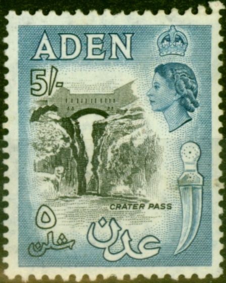 Old Postage Stamp from Aden 1962 5s Black & Blue SG68a Fine Lightly Mtd Mint