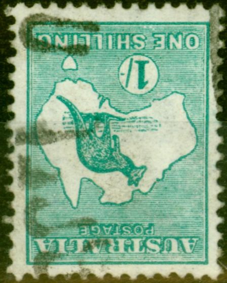 Rare Postage Stamp from Australia 1913 1s Emerald Green SG11w Wmk Inverted Good Used
