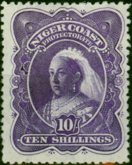 Collectible Postage Stamp Niger Coast 1897 10s Deep Violet SG74b P.13.5-14 Fine & Fresh LMM
