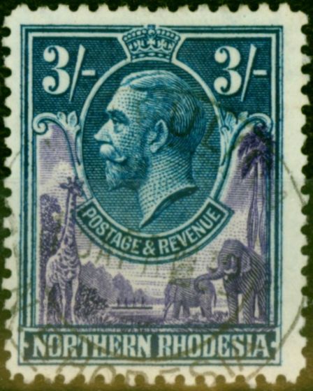 Valuable Postage Stamp from Northern Rhodesia 1925 3s Violet & Blue SG13 Fine Used