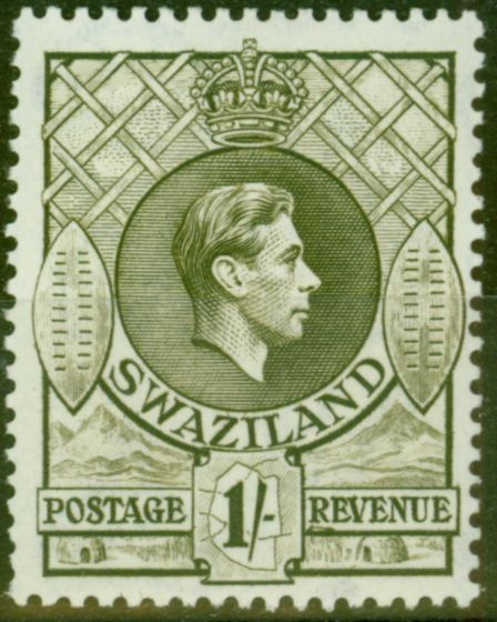 Collectible Postage Stamp from Swaziland 1938 1s Brown-Olive SG35 P.13.5 x 13 Fine Very Lightly Mtd Mint