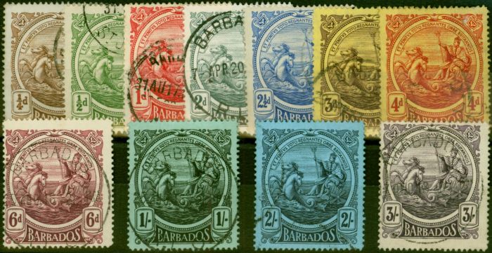 Collectible Postage Stamp Barbados 1916 Set of 11 SG181-191 Fine Used