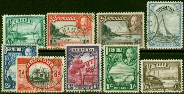 Old Postage Stamp Bermuda 1936 Set of 9 SG98-106 Fine Used