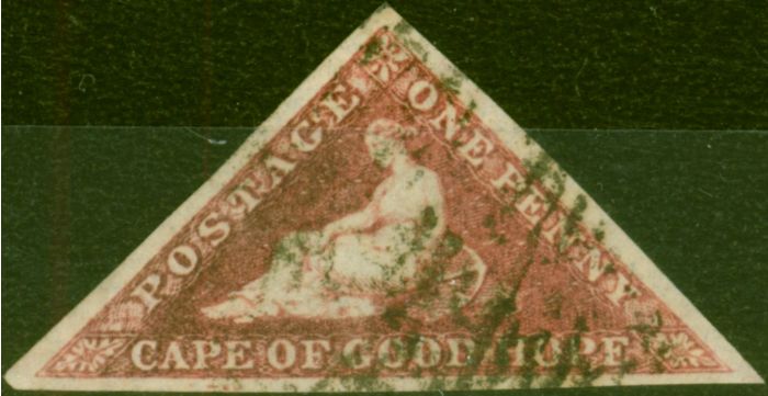 Valuable Postage Stamp Cape of Good Hope 1855 1d Deep Rose-Red SG5b Fine Used