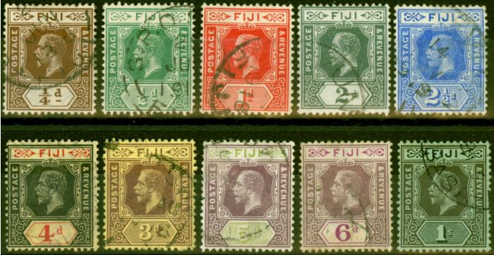 Valuable Postage Stamp from Fiji 1912-16 Set of 10 to 1s SG125-134 Good Used