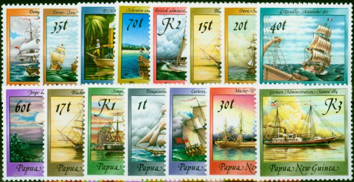 Rare Postage Stamp Papua New Guinea 1987 Ships Set of 15 SG543-557 V.F MNH