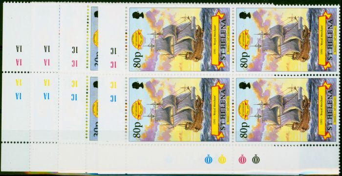 Old Postage Stamp from St Helena 1997 500th Anniversary Set of 4 SG741-744 in V.F MNH Corner Blocks of 4