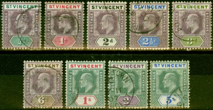 Valuable Postage Stamp from St Vincent 1902 Set of 9 SG76-84 Fine Used