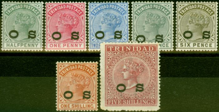 Valuable Postage Stamp from Trinidad 1894 Official Set of 7 SGD1-D7 Fine Mounted Mint